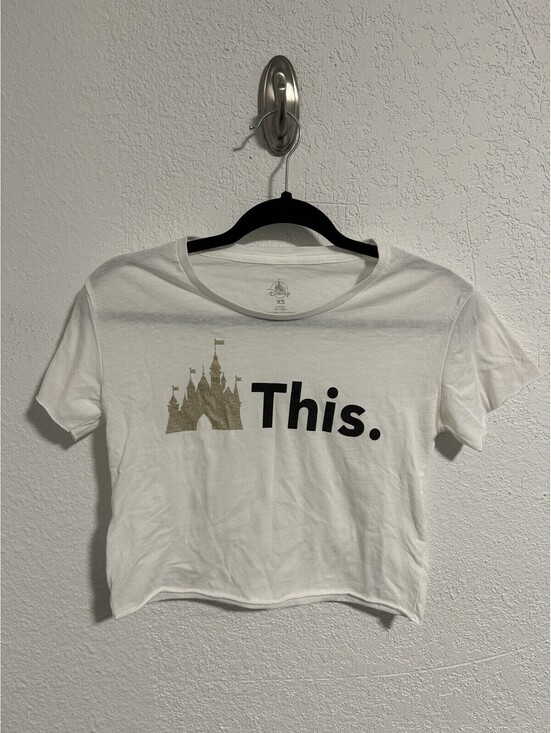 Disney Tops - Disney Women's White “Castle This” Magic Kingdom Castle Crop Top Size X-small